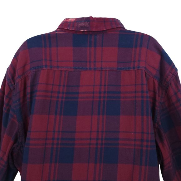 The Rack Brushed Cotton Tie Dye Bleach Button Front Shirt Top Sz XL Plaid - Picture 8 of 12